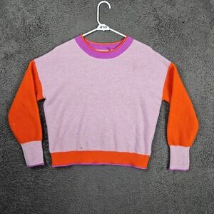 Maeve Anthropologie 100% Cashmere Colorblock Sweater Pink Orange Purple Small